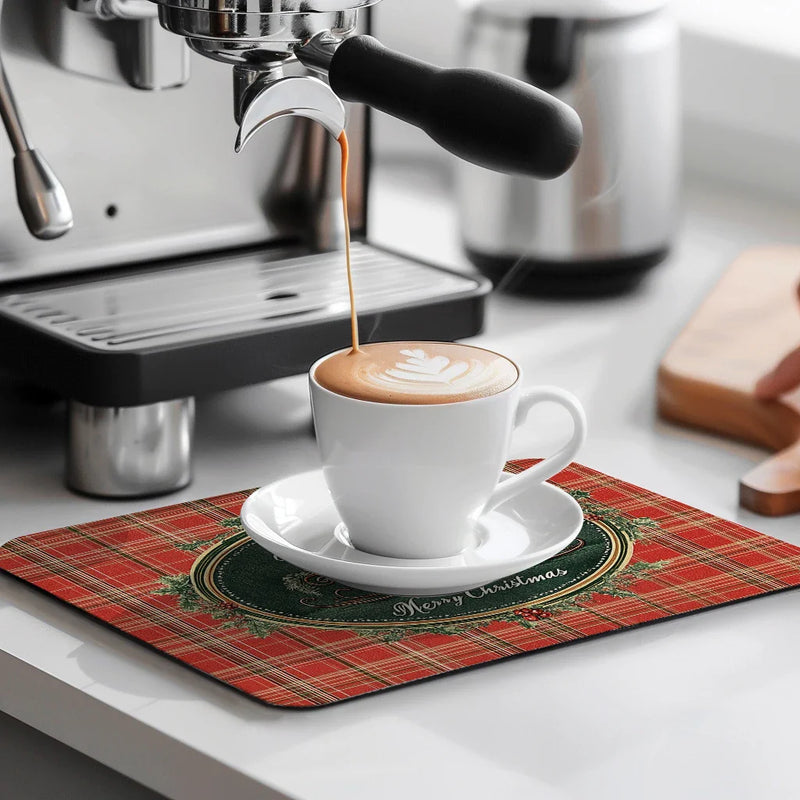 Axyaa Christmas Drain Pad: Non-slip, Heat Resistant Tableware Drying Mat for Kitchen Counter
