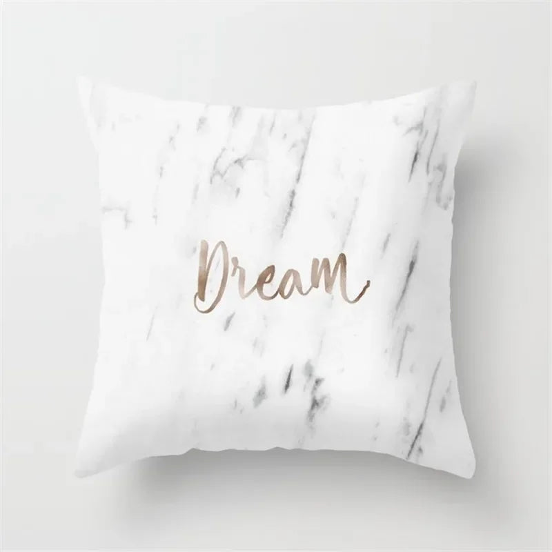 Pink Glitter Letter Flower Geometric Cushion Cover by Axyaa