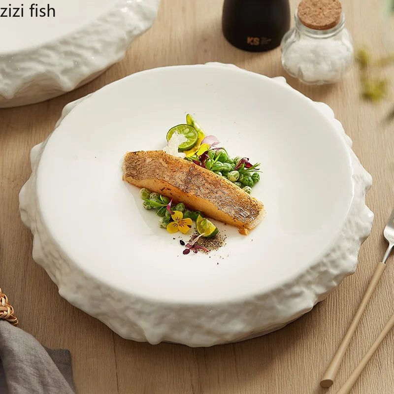 Axya Ceramic Steak Plate Sushi Dish Solid Color Tableware Snack Desserts Dish