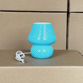 Axyaa Striped Glass Mushroom Table Lamp for Bedroom Decoration and Reading Lighting