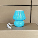 Axyaa Striped Glass Mushroom Table Lamp for Bedroom Decoration and Reading Lighting