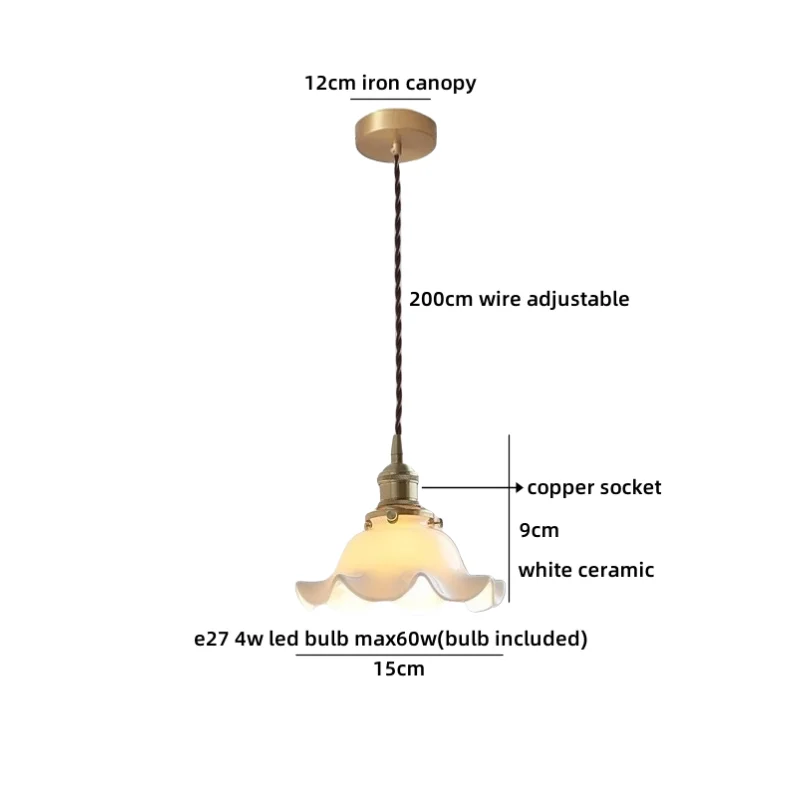 Axyaa White Ceramic LED Pendant Lights: Minimalist Loft Illumination