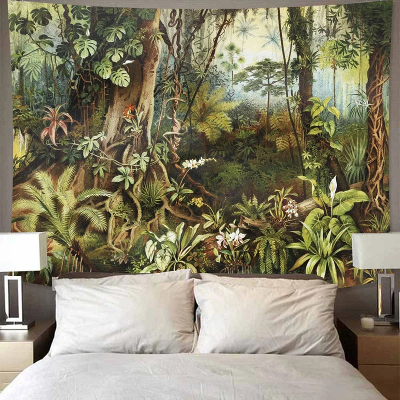 Tropical Banana Tree Tapestry Wall Hanging by Axyaa - Boho Dorm Decor & Hippie Rug