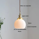 Axyaa Ceramic Ball LED Pendant Light with Copper Socket and Wood Handle