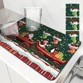 Christmas Santa Absorbent Drying Mat for Kitchen and Table Cup Drying Mats by Axyaa