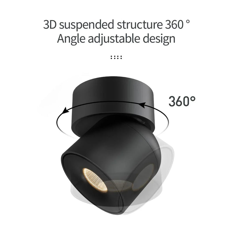 Axyaa 7W/9W LED Ceiling Spotlight with 360° Rotation, COB Chips, Modern Design