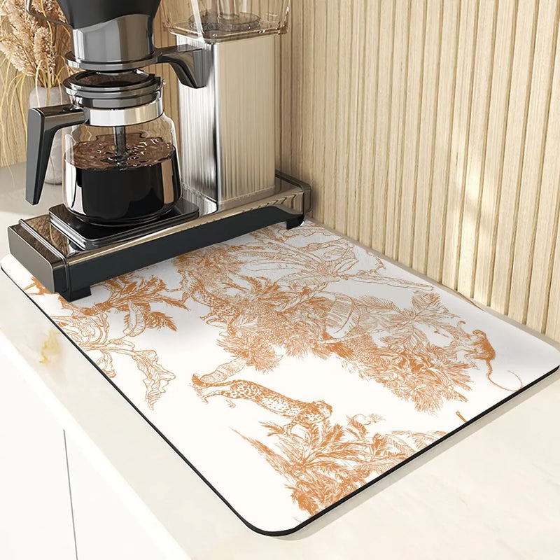 Axyaa Plant Pattern Drying Mat: Kitchen & Table Essential