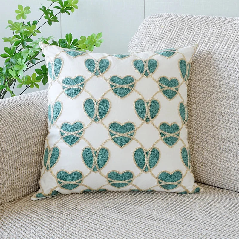Axyaa Wild Floral Plant Embroidery Pillow Cover, 45x45cm, Country Style