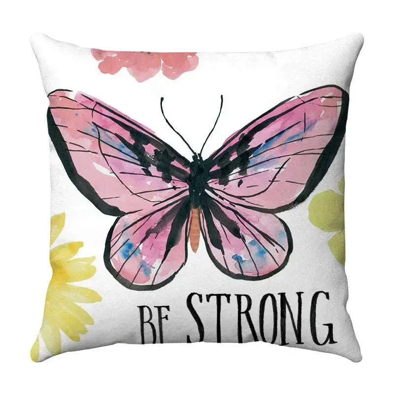 Axyaa Butterfly Print Cushion Cover 45x45cm - Farmhouse Stylish Home Decor Pillow Cover