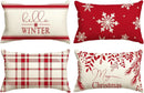 Axyaa Christmas Snowflake Red Pillow Cover 30X50cm