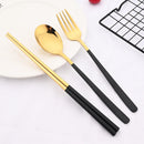 Axyaa Black Gold Stainless Steel Cutlery Set - 10Pcs Luxury Korean Tableware