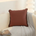 Axyaa Fringed Tassels Cotton Pillow Cover - White Mustard, 45x45cm 30x50cm