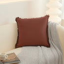 Axyaa Fringed Tassels Cotton Pillow Cover - White Mustard, 45x45cm 30x50cm