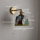 Axyaa Tiffany Style Glass Wall Light Fixture - Colorful LED Bedroom Lamp