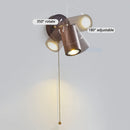 Axyaa Japanese Walnut Wood Bedroom Wall Lamp with Adjustable Spotlight