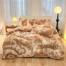 Luxury Axyaa Rabbit Fur Bedding Set, Reversible Duvet Cover, Plush Bed Sheet, Queen King Size