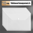 Axyaa A4 Transparent Plastic File Bag Snap Button Organizer Stationery Storage