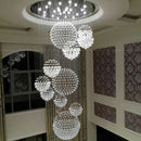 Axyaa Modern Crystal Chandelier: Large LED Pendant Light for Living Room Decor