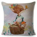 Axyaa Nordic Watercolor Animal Pillow Cover Set for Sofa, 45x45cm