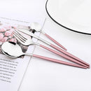 Axyaa Pink Silver Stainless Steel Cutlery Set