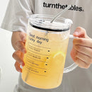 Axyaa 1000ML Glass Measuring Cup with Lid, Handle Large Milk Coffee Mug