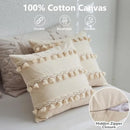 Axyaa Boho Tufted Lumbar Pillow Cover with Tassels - Modern Farmhouse Style