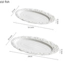 Axyaa Oval Ceramic Texture Plate Set for Restaurant and Home Use