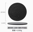 Axyaa Stone Grain Ceramic Steak Plate - Round Flat Dim Sum Sushi Plate