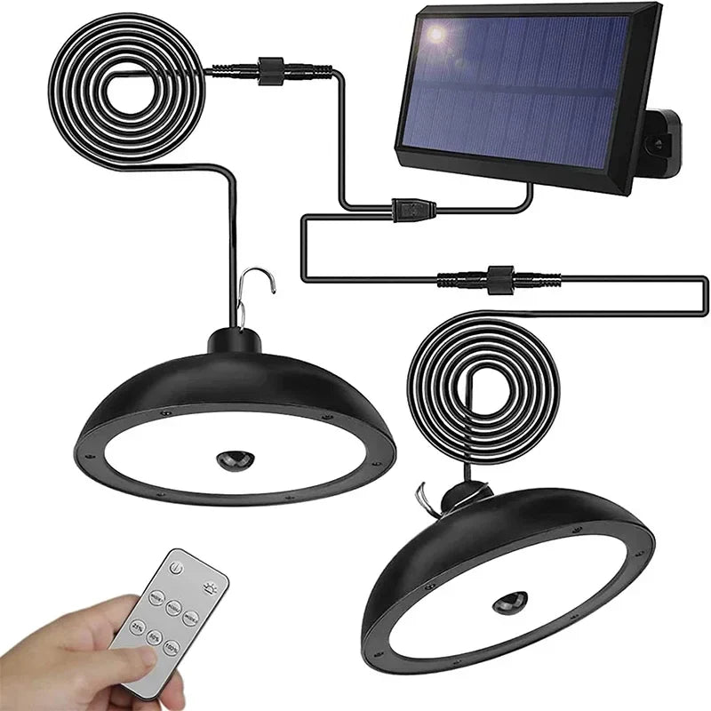Axyaa Solar Outdoor Chandelier: Waterproof LED Pendant Light with Remote Control