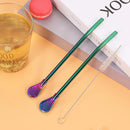 Axyaa Stainless Steel Straw Spoon Filter Scoop for Coffee Tea Milk Mixing