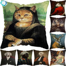 Nordic Cat Dogs Vintage Painting Pillow Cover 45x45cm for Home Hotel Sofa Bed