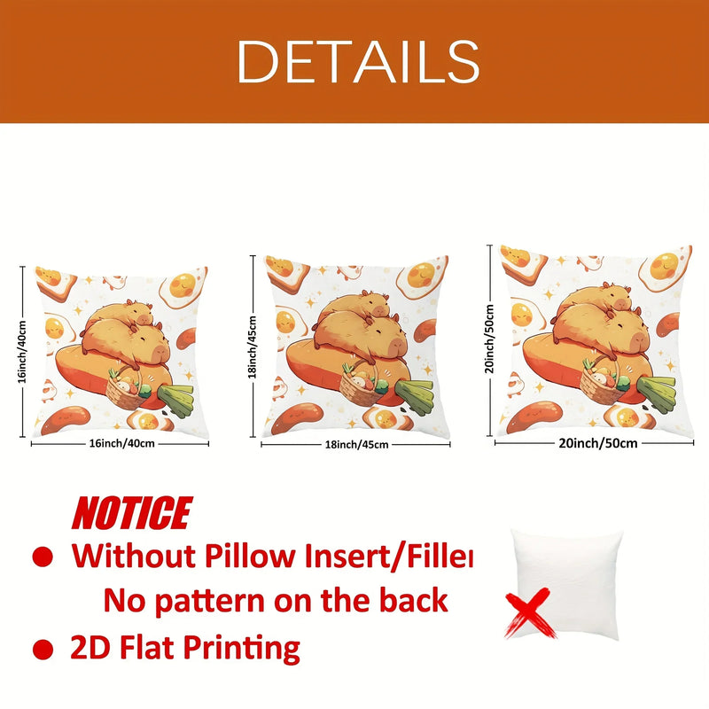 Axyaa Capybara Design Velvet Pillow Covers, Set of 4