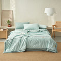 Axyaa Summer Cool Quilt Set - Washed Cotton, Solid Color, Machine Washable