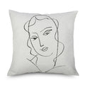 Axyaa Minimalist Matisse Portrait Linen Pillow Case, Sofa Decor, Simple Line Drawing