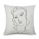 Axyaa Minimalist Matisse Portrait Linen Pillow Case, Sofa Decor, Simple Line Drawing