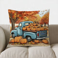 Autumn Blue Truck with Pumpkins Pillow Cover by Axyaa for Sofa Bedroom Car