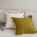 Axyaa Cozy Scalloped Pillow Cover in Orange, Mustard, Green, and Coffee Shades