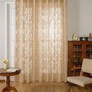 Axyaa Cream Vintage Leaf Jacquard Sheer Curtains for Living Room