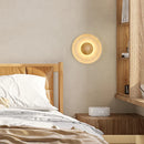 Axyaa Vintage LED Wood Wall Light Yellow Travertine Mirror for Living Room Bedroom