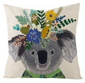 Axyaa Kawaii Flower Linen Pillow Case 45x45 cm Cute Animal Cushion Cover
