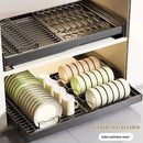 Axyaa Pull Out Cabinet Organizer Dishes Draining Rack Basket - Kitchen Storage Solution