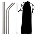 Axyaa Stainless Steel Drinking Straws Set with Cleaning Brush