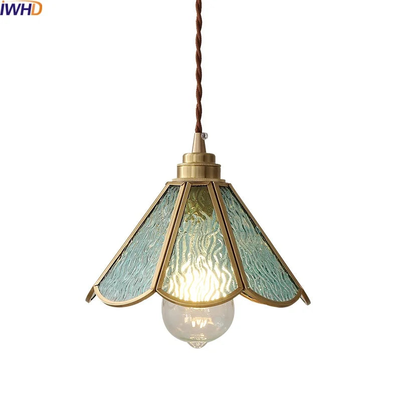 Axyaa Blue Glass LED Pendant Light Modern Nordic Suspension Luminaire