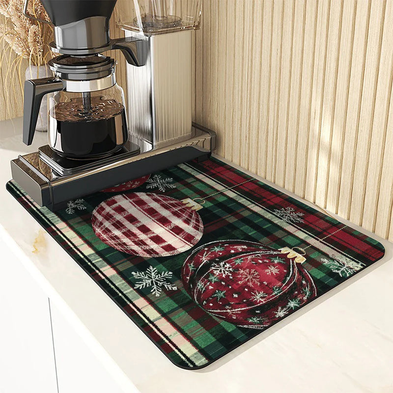 Axyaa Snowflake Checkered Kitchen Drying Mat
