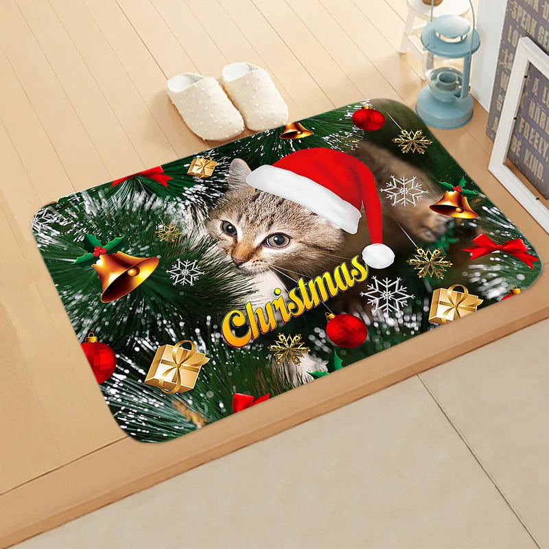 Axyaa Christmas Animal Print Door Mat - Non-Slip Home Decoration