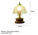 Axyaa Glass Flower Table Lamp: Romantic Wood Desk Lighting for Bedroom, Children's Room