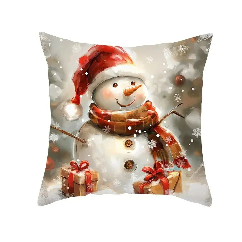 Axyaa Winter Snowman Pillowcase - Festive Sofa Decor & Gift