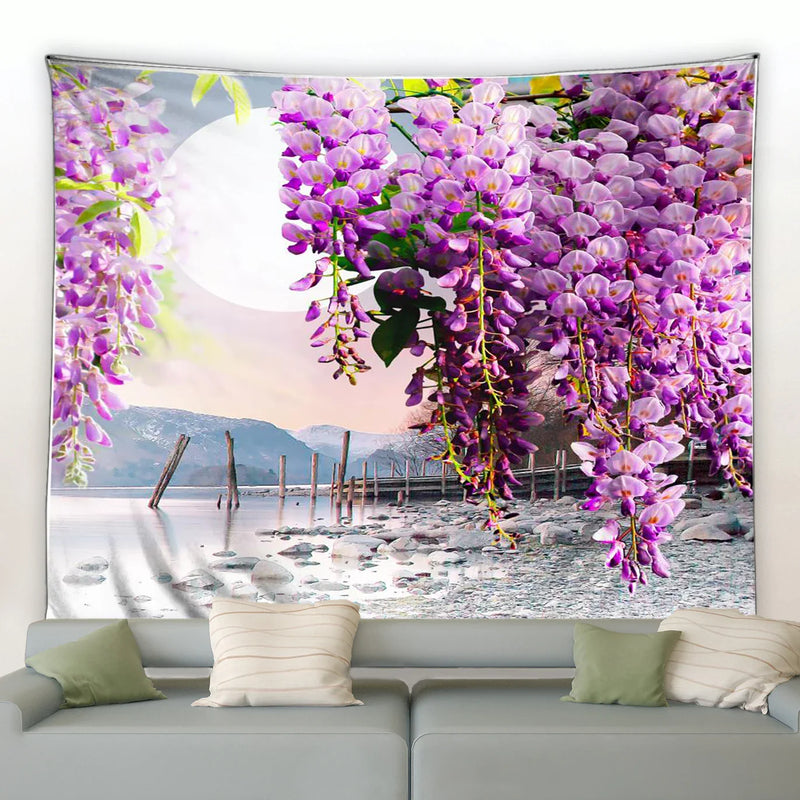 Axyaa Romantic Floral Garden Tapestry for Living Room Dorm Aesthetics