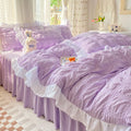 Axyaa Korean Princess Seersucker Bedding Queen Size Double Sheets Sets