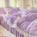 Axyaa Korean Princess Seersucker Bedding Queen Size Double Sheets Sets